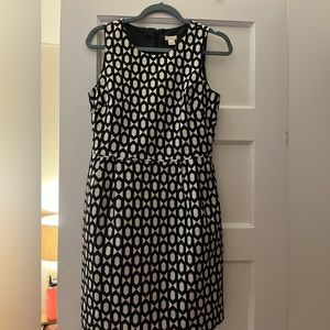 Jcrew black white oval geometric sleeveless jacquard dress